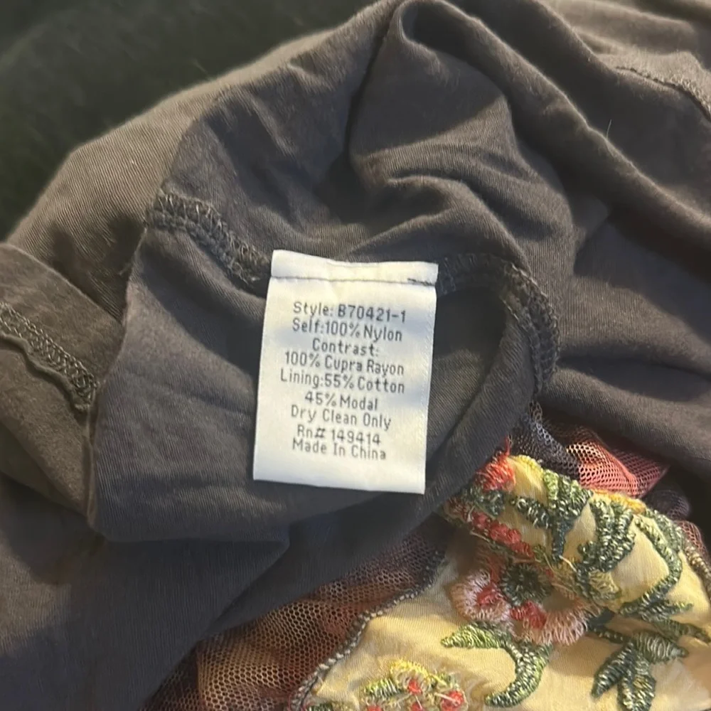 Johnny Was BIYA Bohemian Multicolor Tiered Skirt M tiered front slit lined boho - Picture 7 of 8